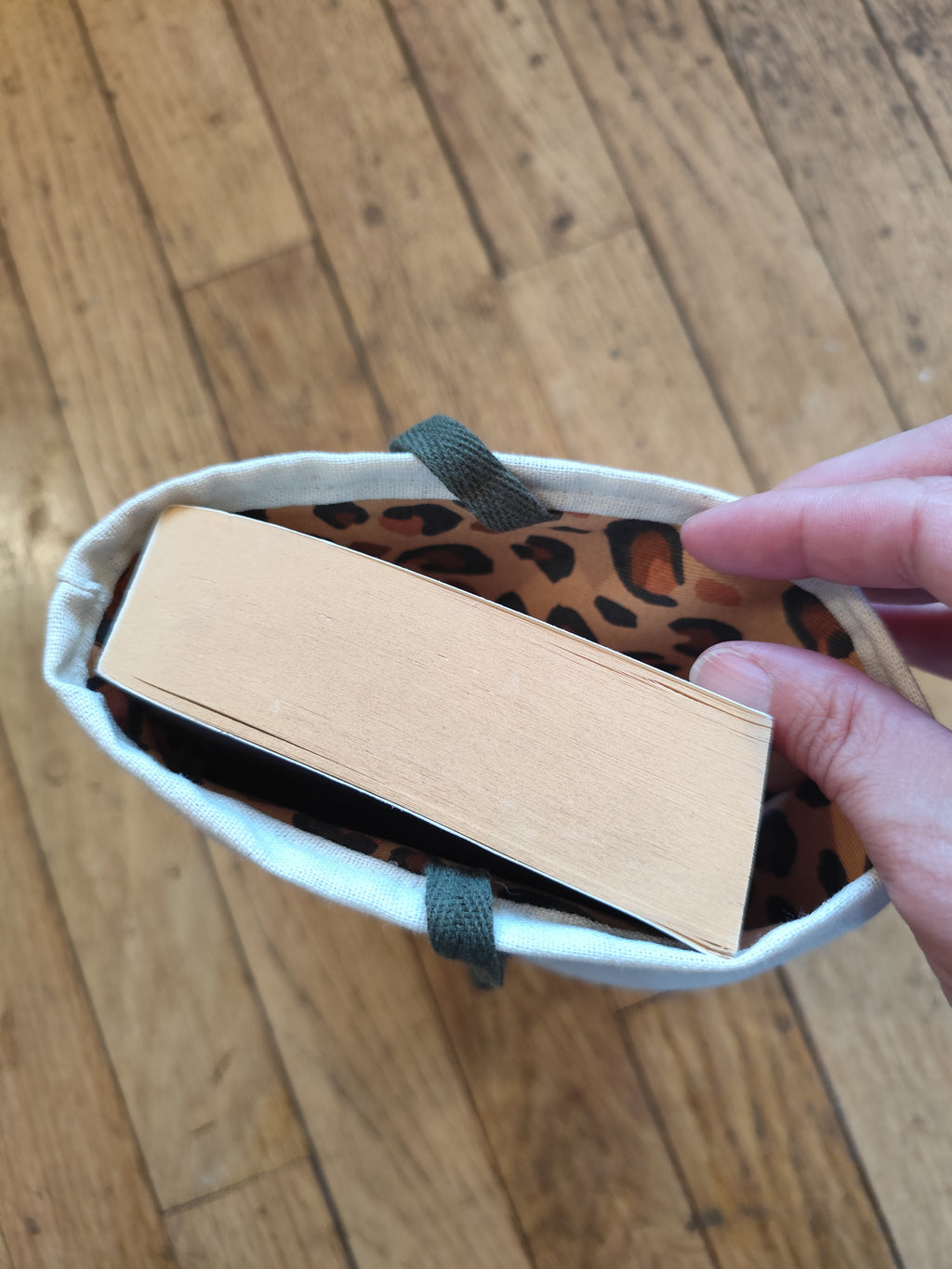 Pochette réversible nomade beige naturel & léopard