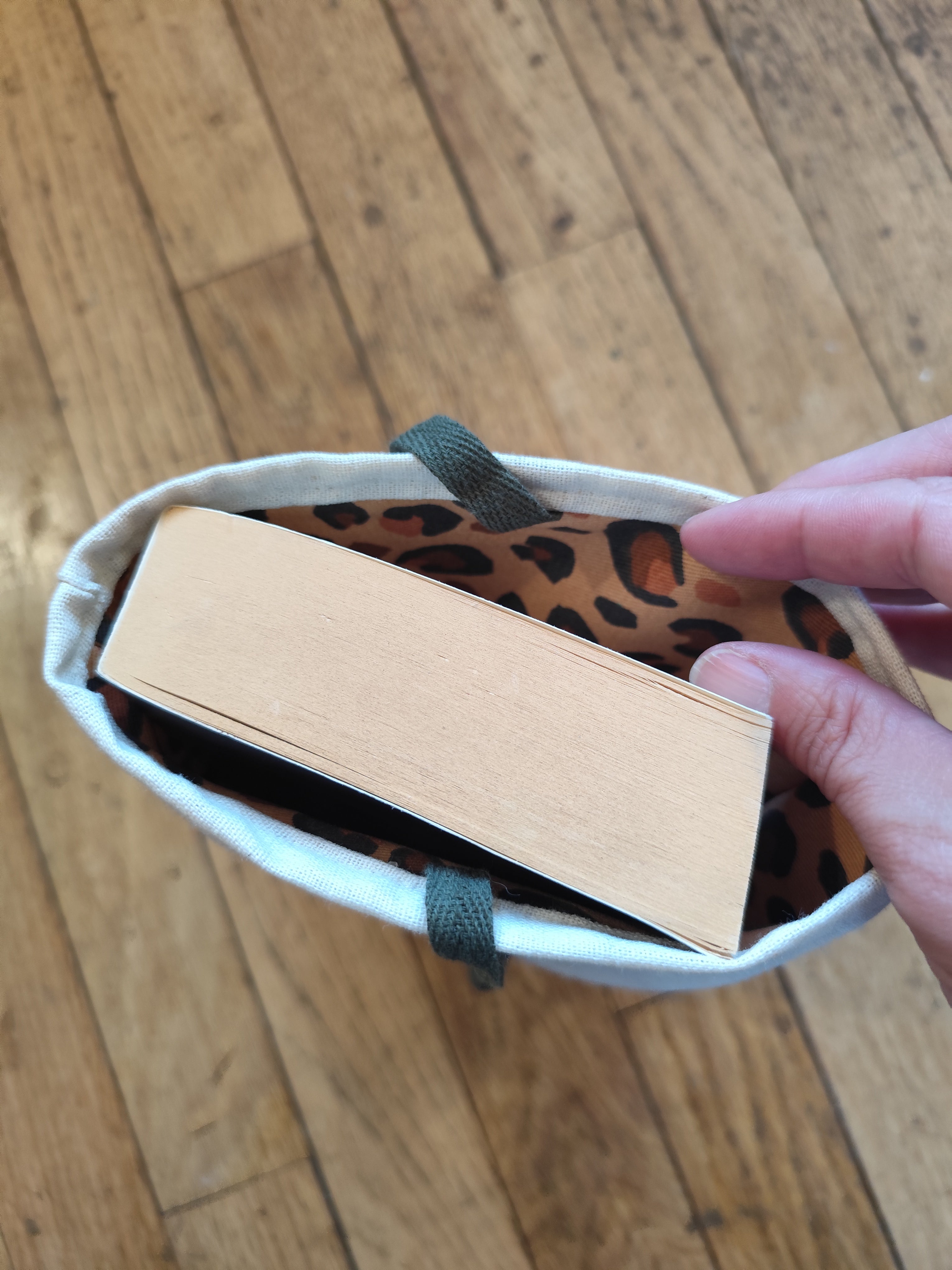 Pochette réversible nomade beige naturel & léopard