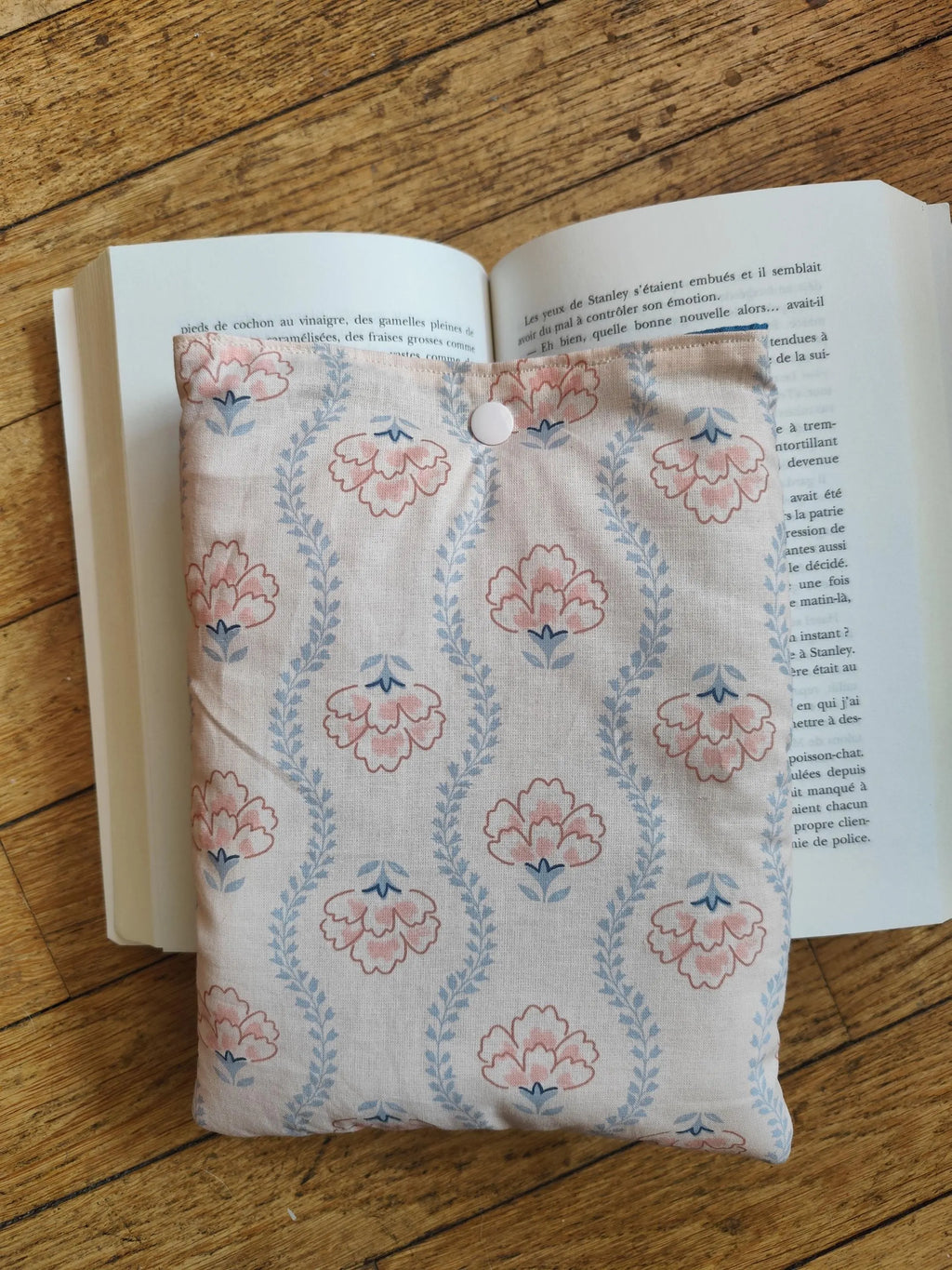 Peonies Book Sleeve – Pink & Blue Floral Fabric