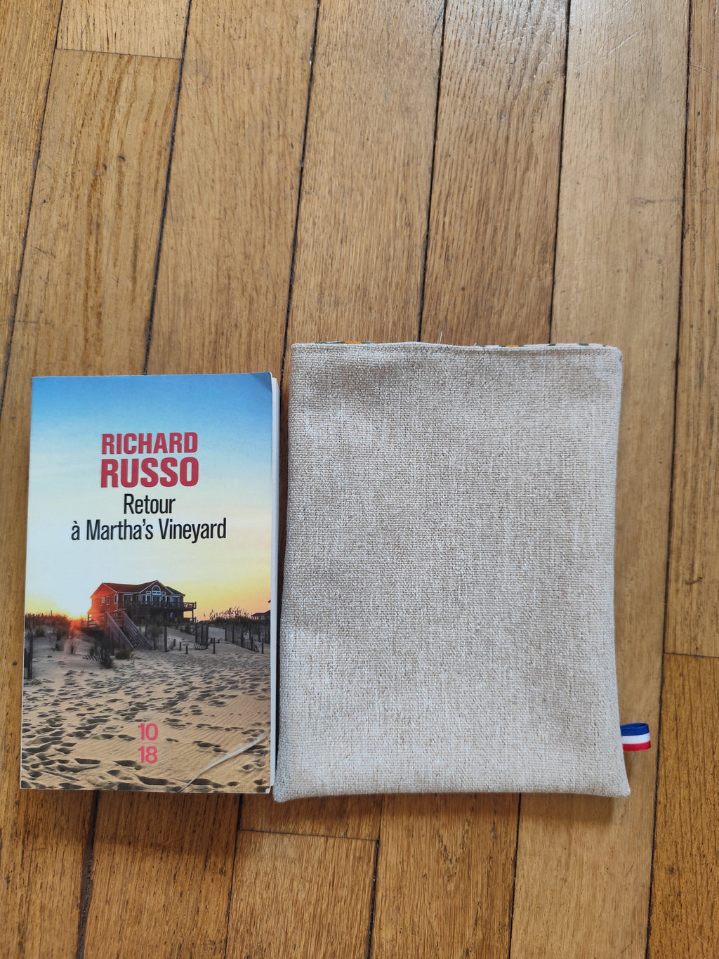 Pochette livre & liseuse Lin naturel – Nomade