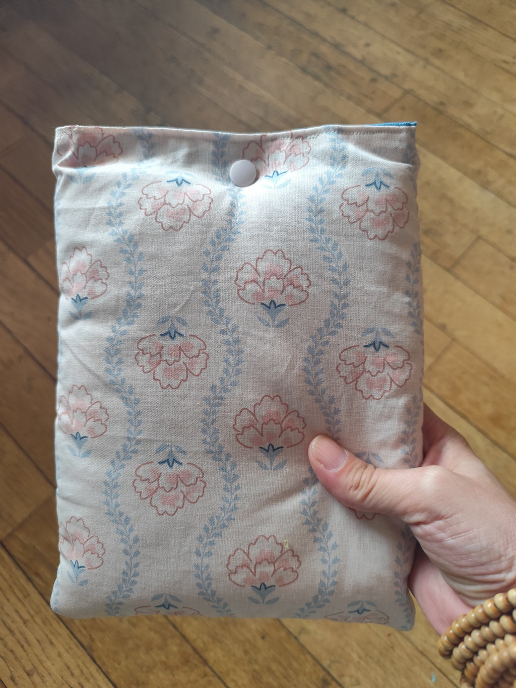 Peonies Book Sleeve – Pink & Blue Floral Fabric
