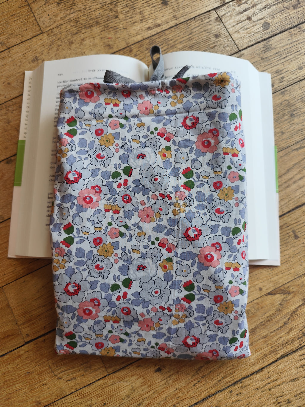 Pochette réversible velours côtelé & coton fleuri style anglais